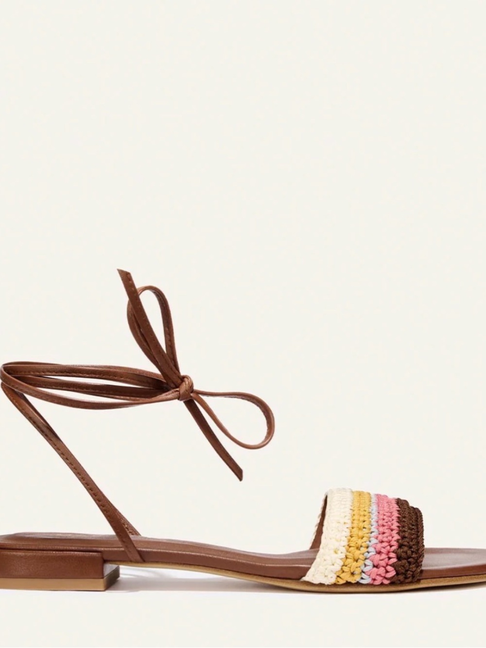 The Isla Wrap Sandal - Cognac Multicolor Crochet